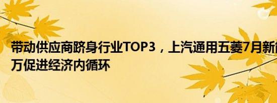 带动供应商跻身行业TOP3，上汽通用五菱7月新能源销量破万促进经济内循环