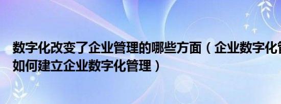 数字化改变了企业管理的哪些方面（企业数字化管理是什么如何建立企业数字化管理）