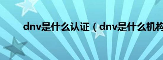 dnv是什么认证（dnv是什么机构）