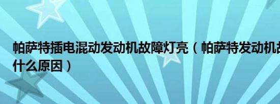 帕萨特插电混动发动机故障灯亮（帕萨特发动机故障灯亮是什么原因）