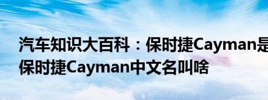 汽车知识大百科：保时捷Cayman是什么车 保时捷Cayman中文名叫啥