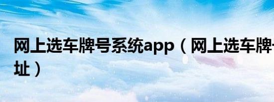 网上选车牌号系统app（网上选车牌号系统网址）