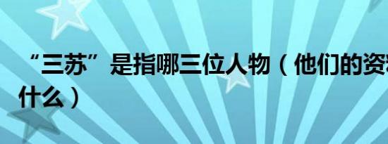 “三苏”是指哪三位人物（他们的资料分别是什么）