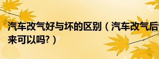 汽车改气好与坏的区别（汽车改气后悔了改回来可以吗?）