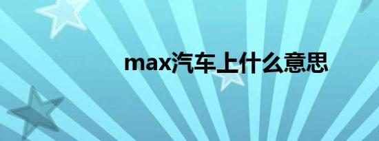 max汽车上什么意思