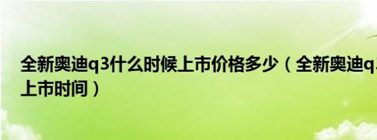 全新奥迪q3什么时候上市价格多少（全新奥迪q3什么时候上市时间）