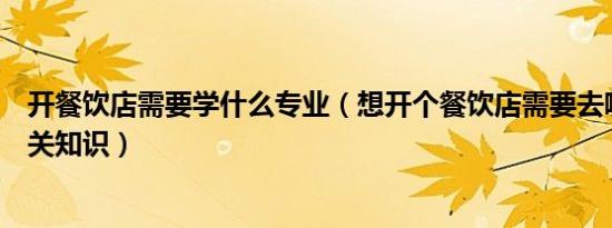 开餐饮店需要学什么专业（想开个餐饮店需要去哪里学习相关知识）