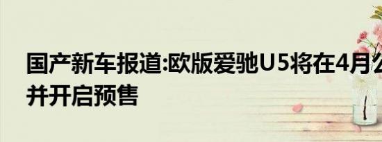 国产新车报道:欧版爱驰U5将在4月公布售价并开启预售