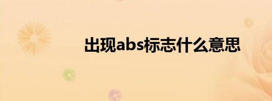 出现abs标志什么意思