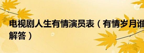 电视剧人生有情演员表（有情岁月谁演的?求解答）