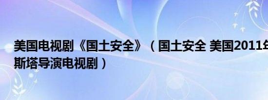 美国电视剧《国土安全》（国土安全 美国2011年迈克尔科斯塔导演电视剧）