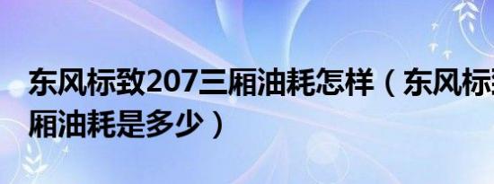 东风标致207三厢油耗怎样（东风标致207三厢油耗是多少）