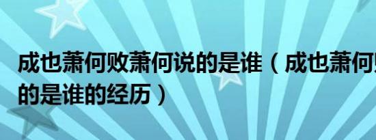 成也萧何败萧何说的是谁（成也萧何败萧何说的是谁的经历）