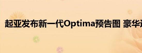 起亚发布新一代Optima预告图 豪华运动风