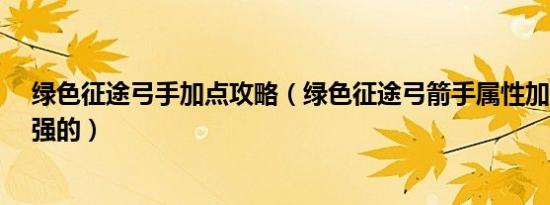 绿色征途弓手加点攻略（绿色征途弓箭手属性加点....要PK强的）