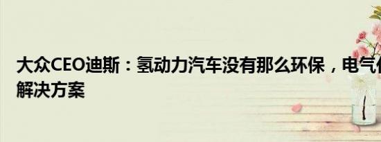 大众CEO迪斯：氢动力汽车没有那么环保，电气化才是气候解决方案