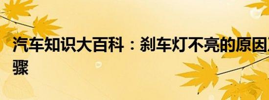 汽车知识大百科：刹车灯不亮的原因及检测步骤 