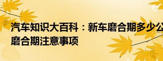 汽车知识大百科：新车磨合期多少公里 新车磨合期注意事项