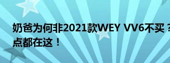 奶爸为何非2021款WEY VV6不买？原来重点都在这！