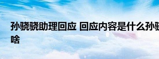 孙骁骁助理回应 回应内容是什么孙骁骁做了啥