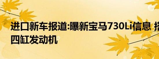 进口新车报道:曝新宝马730Li信息 搭载2.0T四缸发动机