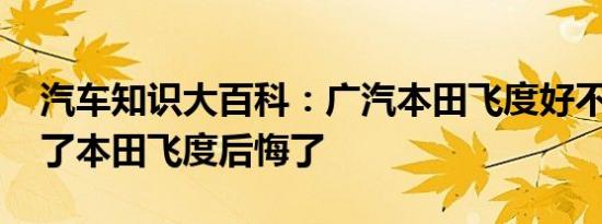 汽车知识大百科：广汽本田飞度好不好 刚买了本田飞度后悔了