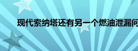 现代索纳塔还有另一个燃油泄漏问题