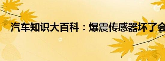 汽车知识大百科：爆震传感器坏了会怎样