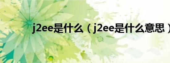 j2ee是什么（j2ee是什么意思）