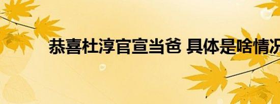 恭喜杜淳官宣当爸 具体是啥情况