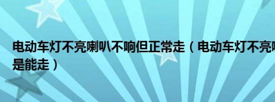 电动车灯不亮喇叭不响但正常走（电动车灯不亮喇叭不响但是能走）