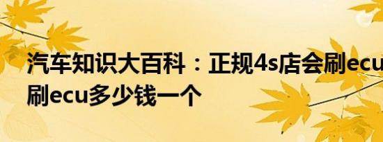 汽车知识大百科：正规4s店会刷ecu吗 4s店刷ecu多少钱一个