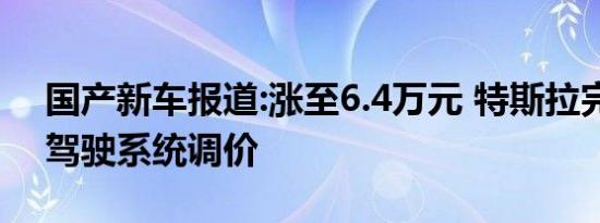 国产新车报道:涨至6.4万元 特斯拉完全自动驾驶系统调价