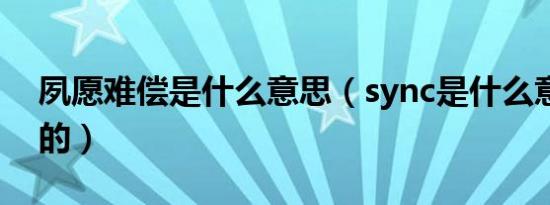 夙愿难偿是什么意思（sync是什么意思车上的）