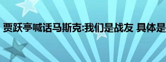 贾跃亭喊话马斯克:我们是战友 具体是啥情况