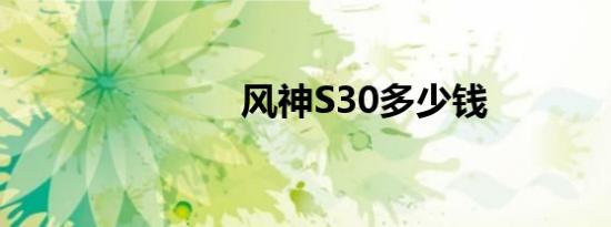 风神S30多少钱