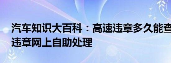 汽车知识大百科：高速违章多久能查到 高速违章网上自助处理