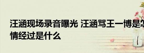 汪涵现场录音曝光 汪涵骂王一博是怎样的事情经过是什么