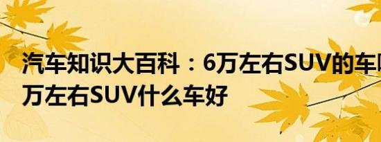 汽车知识大百科：6万左右SUV的车哪款好 6万左右SUV什么车好