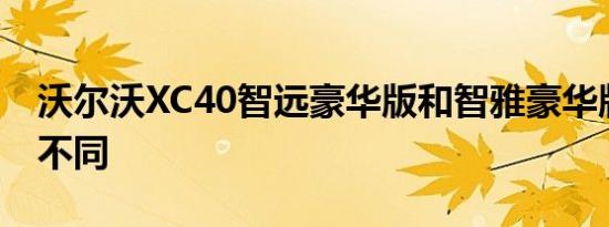 沃尔沃XC40智远豪华版和智雅豪华版配置的不同