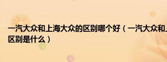 一汽大众和上海大众的区别哪个好（一汽大众和上海大众的区别是什么）