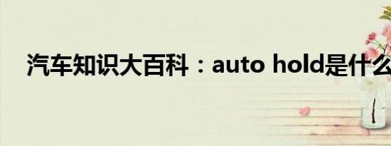 汽车知识大百科：auto hold是什么意思