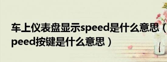 车上仪表盘显示speed是什么意思（车上的speed按键是什么意思）