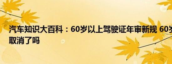 汽车知识大百科：60岁以上驾驶证年审新规 60岁驾照年检取消了吗