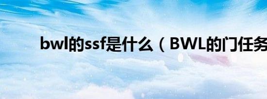 bwl的ssf是什么（BWL的门任务）