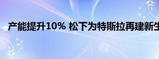 产能提升10% 松下为特斯拉再建新生产线