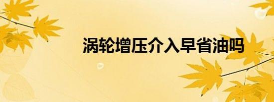 涡轮增压介入早省油吗