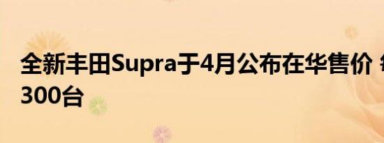 全新丰田Supra于4月公布在华售价 每年配额300台