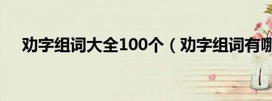 劝字组词大全100个（劝字组词有哪些）