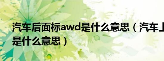 汽车后面标awd是什么意思（汽车上的awd是什么意思）